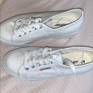 Women’s White Superga Platform Sneakers